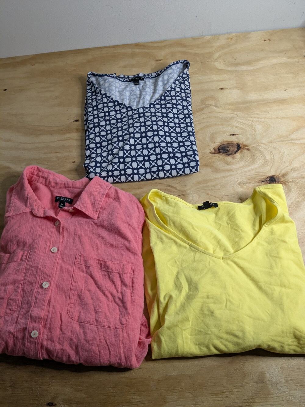Talbot's Women's Blouses Sz Large Petite 3 Lot Tops Long And Short Sleeve Casual